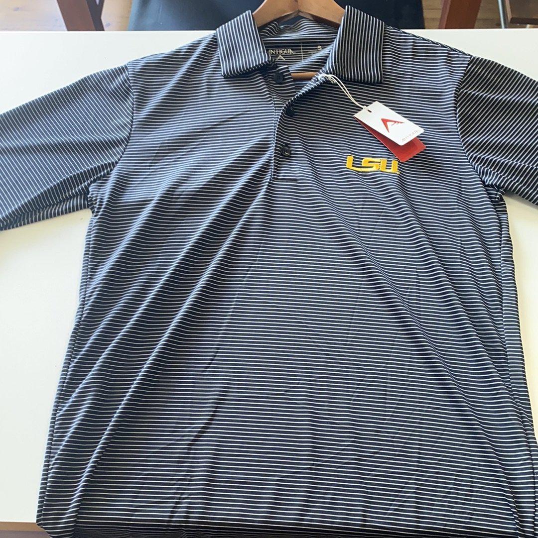 LSU Mens Polo Checkered - Balck/White