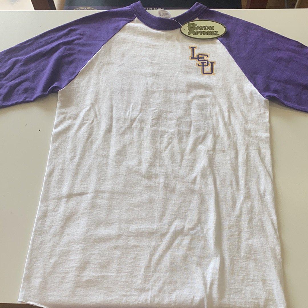 LSU 3/4 Sleeve Girls Shirt - White