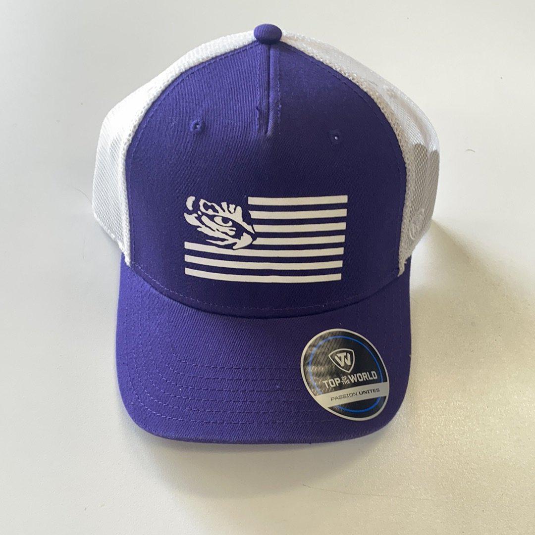 LSU American Flag Hat - Purple/White