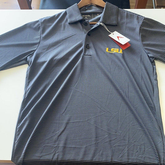 LSU Mens Polo Checkered - Balck/White