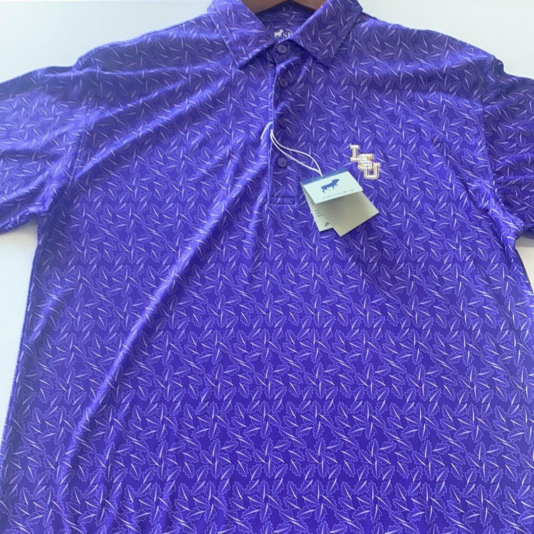LSU Men’s Polo Leaf Pattern - Purple