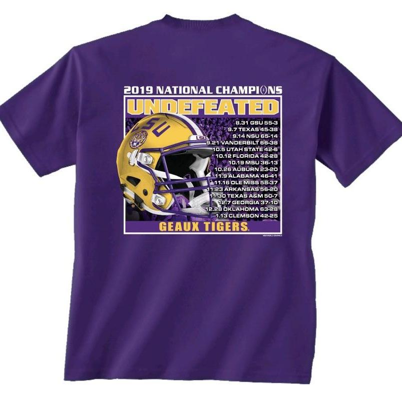LSU Official National Championship Undefeated Schedule Shirts - Purple