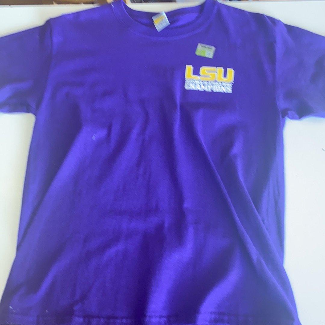 LSU Victory is a Peach Youth Shirt - Purple