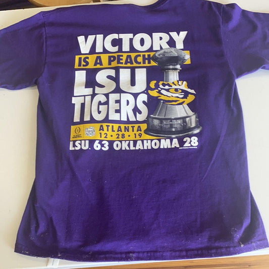 LSU Victory is a Peach Youth Shirt - Purple