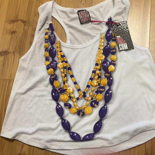 Mardi Gras Tank Top Women’s Shirt LSU - White